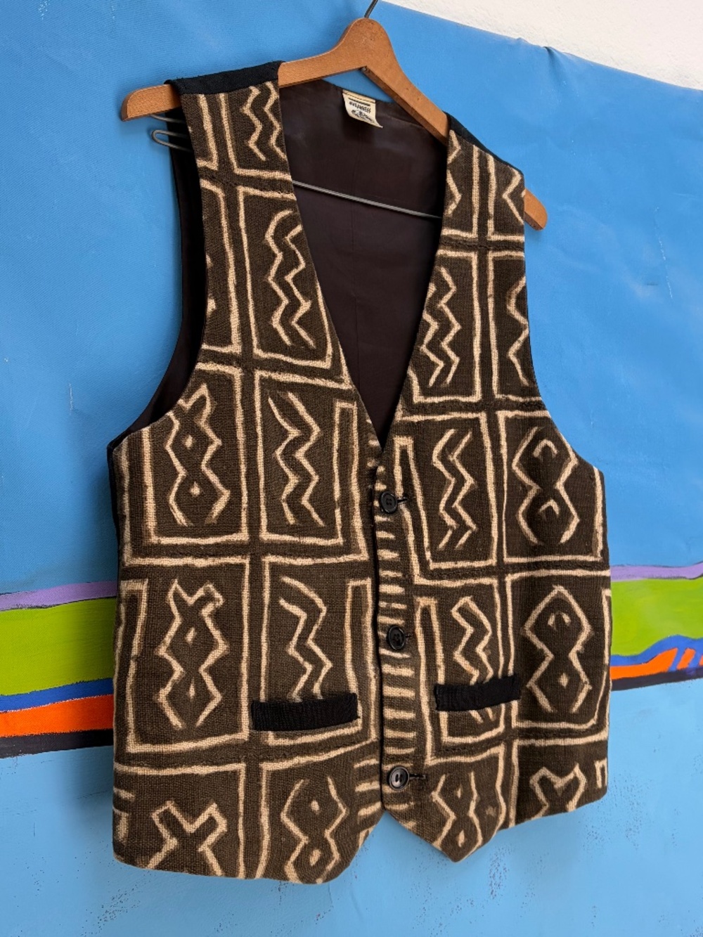 Graphic African Mud Cloth Vest - Picture 10 of 10